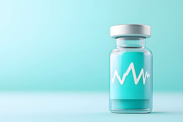 Obraz premium Vaccination and prevention of dangerous diseases. Using modern technology and AI in conjunction with medicine. 3D illustration of a vaccine bottle with white vital signs.