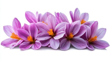 Exquisite Cluster of Vibrant Purple Flowers With Delicate Petals and Bright Orange Centers