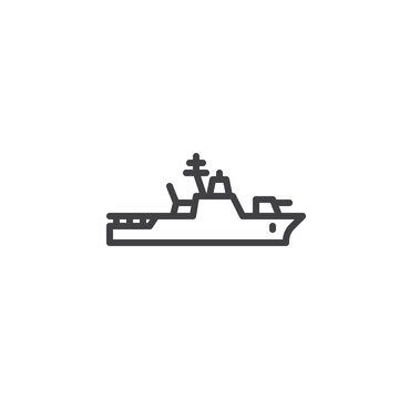 recommend clip art: Warship line icon