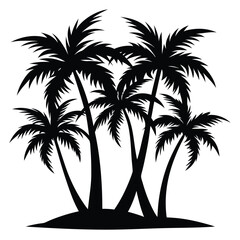 Obraz premium Black palm trees silhouette vector.