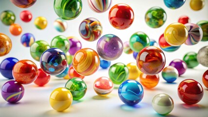 Floating Colorful Marbles with Swirl Patterns