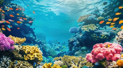 Naklejka premium Vibrant Coral Reef Ecosystem Underwater