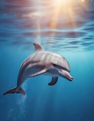 Fototapeta premium close-up dolphin that floats gently in the ocean using delicate lines to create a sense of lightness and elegance