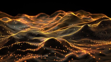 Obraz premium Abstract Digital Landscape with Glowing Lines