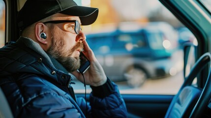 Service Van Driver Engaged in Phone Conversation While Driving