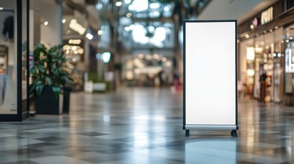 Blank Sign in a Modern Shopping Mall