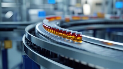 Conveyor Belt of Medicine Bottles
