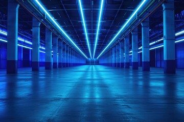 Collaborative Workspace with Navy and Sky-Blue Hues