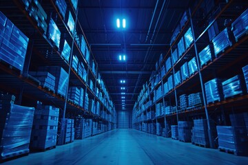 Collaborative Warehouse Software Design with Neon Highlights