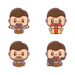 cute cartoon character with different poses and expressions