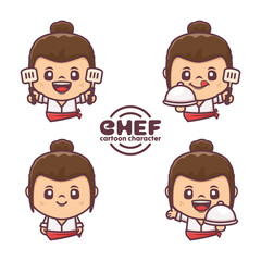 cute chef cartoon character with different poses and expressions