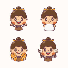 female cartoon characters with different poses and expressions