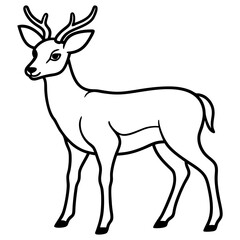 Fototapeta premium Hand draw Deer vector, line art, silhouette ,black and white