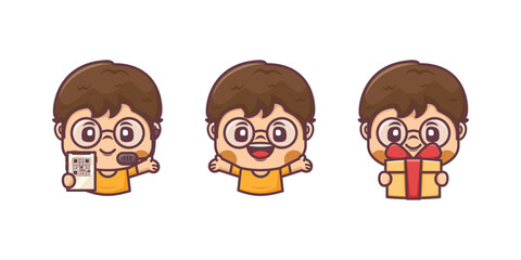 cute cartoon character with different poses and expressions