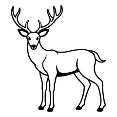 Fototapeta premium Hand draw Deer vector, line art, silhouette ,black and white