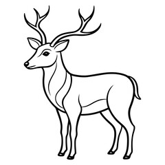 Fototapeta premium Hand draw Deer vector, line art, silhouette ,black and white