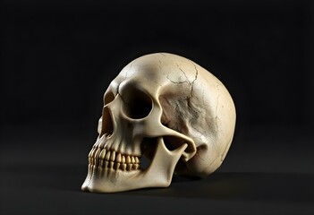 Obraz premium Scary Halloween Skull on Dark Background