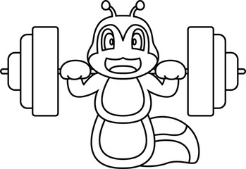 Caterpillar Bodybuilder Dumbbell Bodybuilding Animal Vector Graphic Art Illustration