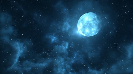 Fototapeta premium A Beautiful Night Sky with a Full Moon and Twinkling Stars