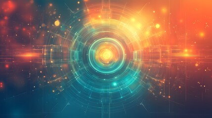 Obraz premium Symmetrical tech symbols on a soft gradient background