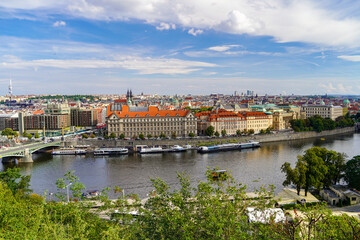 Naklejka premium panoramic view of Prague from Letna Hill park