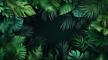 Fern leaves on a dark background in the jungle. Dense dark green fern leaves in the garden. Nature abstract background. Fern at tropical forest. Exotic plant. Beautiful dark green fern leaf texture.