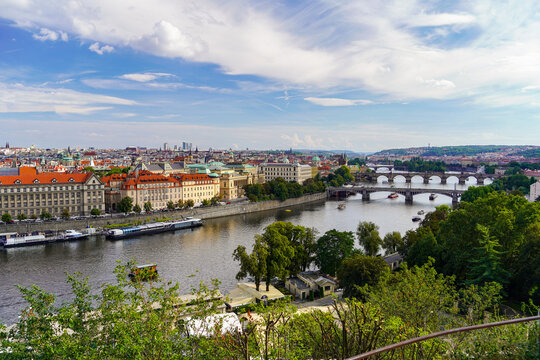 panoramic view of Prague from Letna Hill park