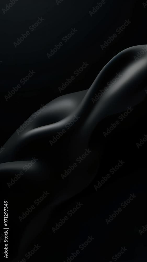 Aufkleber abstract flowing smooth fractal waves background, black color