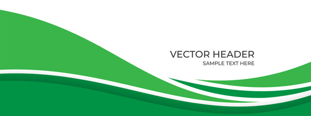 Green banner background. Abstract green wave header background with a white space for text