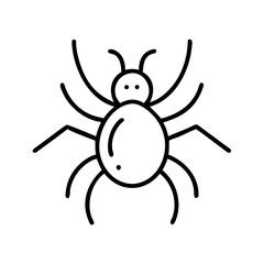 Spider Icon in Minimalist Line Art, Creepy Halloween Insect on Transparent Background