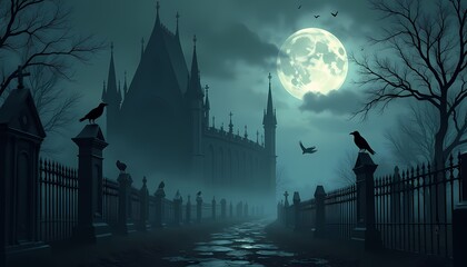 Ominous Halloween Graveyard