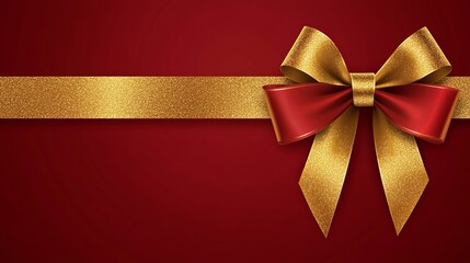 Stunning Red Ribbon and Gold Bow for Festive Decor