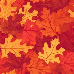 Autumnal Maple Leaf Seamless Pattern with Vibrant Orange and Yellow Foliage