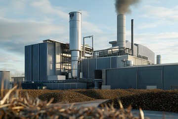 Industrial Plant with Smoke Stacks
