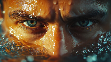 Detailed close-up of shimmering water surface highlighted by illuminated bokeh, creating a serene and tranquil ambiance, showcasing the beauty and calmness often associated with water in artistic phot