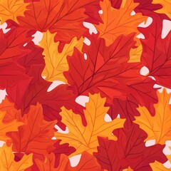 Fototapeta premium Autumn Leaf Seamless Pattern flat design Vector background