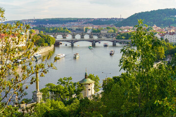 Fototapeta premium panoramic viewpoint of Prague and Vltava river