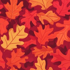 Fototapeta premium Autumnal Maple Leaf Seamless Pattern with Vibrant Orange and Yellow Foliage