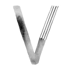 Black and white watercolor letter 