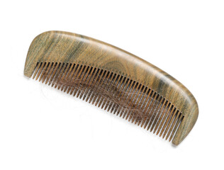 One comb with lost hair isolated on white, top view