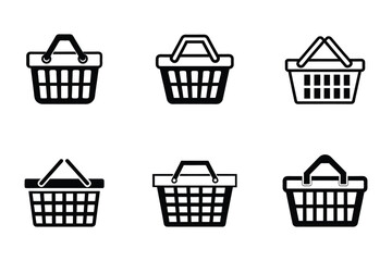 Vector style shopping basket icon bundle set with creative shape