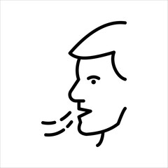 Breathing icon, Breath difficulties sign, Respiration problems symbol. 