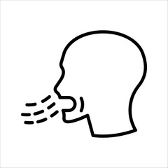 Breathing icon, Breath difficulties sign, Respiration problems symbol. 