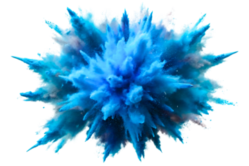 blue color explosion isolated on white or transparent png