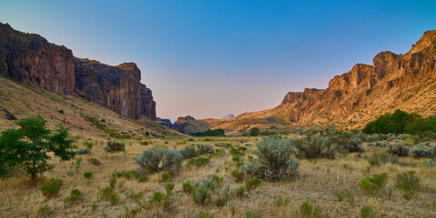 Fototapeta premium Open field with Sagebrush at Succor Creek State Natural Area, Oregon.