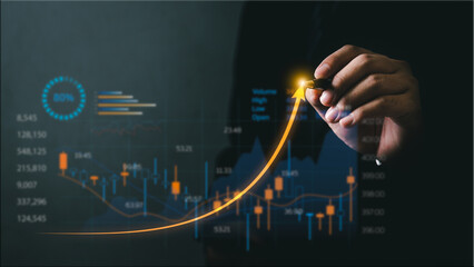 business graph on digital screen