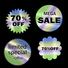 hologram label, shape sticker set holographic, set of stickers