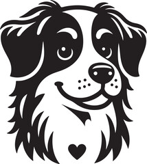 The image shows an artistic illustration of a cheerful bulldog face, designed in a bold, stylized format.






