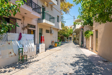 Street view from the famous traditional village Anogeia in central Crete, Greece.