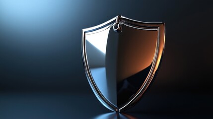 Fortified Security Concept - 3D Rendering of Elegant Safety Shield with Prominent Lock on Polished Metal Surface Against Minimalist Background